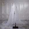 Long Soft Tulle Lace appliques with 3D flowers Edging Muslim Bridal Veil Cathedral Train Wedding Veil