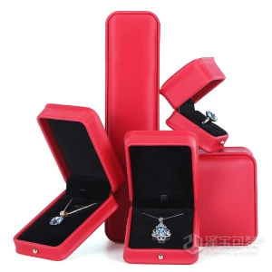 Low Price Jewelry Set Boxes  Wholesale Luxury Earring Necklace Ring Box PU Leather Jewelry Boxes