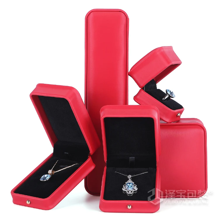 Low Price Jewelry Set Boxes  Wholesale Luxury Earring Necklace Ring Box PU Leather Jewelry Boxes