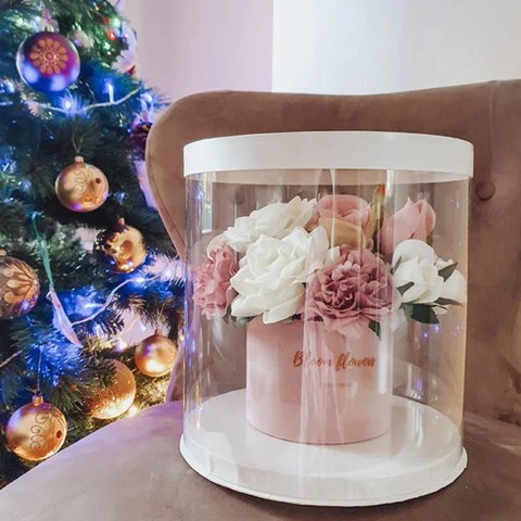 Buy Luxury Custom Pvc Rose Gift Box Round Paper Flower Display ...
