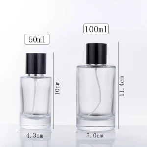 Luxury cylindrical Empty bottle perfumes 100ml 50ml crimp neck perfume bottle with sprayer