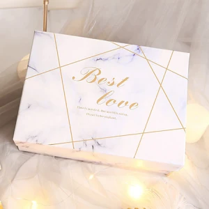 Luxury Marbled Design Gold Stamping Lines Paper Box Square Rectangle Gift Packaging Box