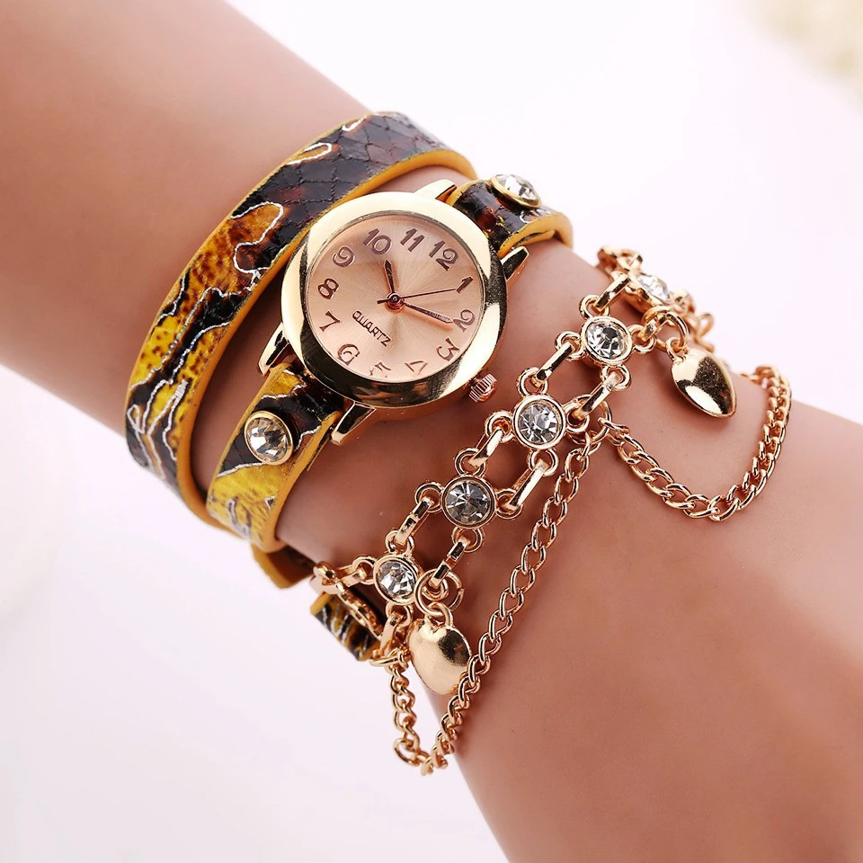 Luxury Serpentine Leather Quartz Watch Women Ladies Casual Crystal Fashion Bracelet Wrist Watch relogio feminino female