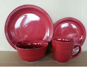 LY-DS01 color glazed stoneware dinnerware , red glazed stoneware set , stock ceramic suppliers