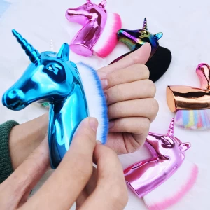 Manicure fashion Colorful soft nail dust cleaner unicorn brush