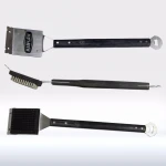 Manlaw Giant BBQ Grill Cleaning Brush Stainless Steel Tools Metal Silver Cleaning Head, Dark Grey Wood Handle Not Coated 0.6 Kg