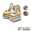 Manufacture custom metal rainbow shoes lapel pins badges for clothes with your own design