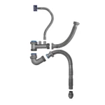 Manufacturer Hot Sale Double Bowl Kitchen Sink Drainer Pipe PP with Overflow for Dishwasher