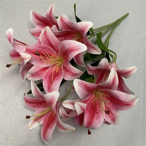 Manufacturers Direct Selling Artificial Plants And Flowers  3D 9- Head  Lily Real Touch