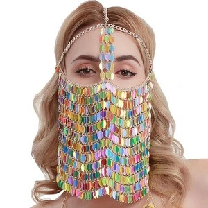 Metal Face Veil Chains Jewelry Harness Colorful Face Chains Indian Head Chain Jewelry FMC0911RC01
