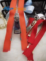 Metal  zipper #5 open end finished zipper  golden brass