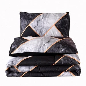 microfiber simple geometric design home twin queen king size quilt comforter sets for sale
