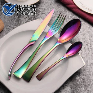 Mirror Polished Factory Sales Stainless Steel Flatware Upside Down Forks 24 Piece Cutlery Set