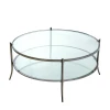 Modern Multi Functional Design Living Room Furniture 3 Piece Tempered Glass Top Metal Round Side Table And Coffee Tables Set