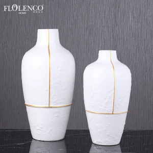 Modern Premium Luxurious Large Round Ceramic Tall Flowers Vases Black White Vase For Hotel Home Decor