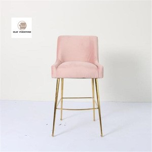 Modern style Velvet Upholstery Metal Legs Chair Bar Stool