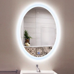 Multi function backlit wall mounted LED lighted bathroom slivered makeup mirror
