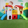 Multifunctional entertainment outdoor playhouse with slide kids outdoor plastic slide set