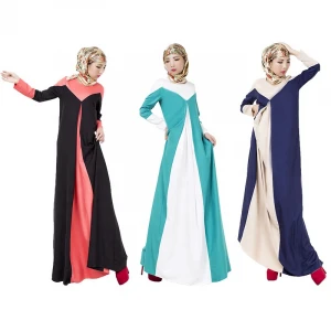Muslim Women Long Sleeved  Wedding Formal  Dress Maxi Linen Long Skirt Turkish Girl Stitching Skirt