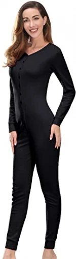 N031 Long-sleeve Thermal Union coverall in Base-layer thermal featuring and V neckline with Easily removable buttons