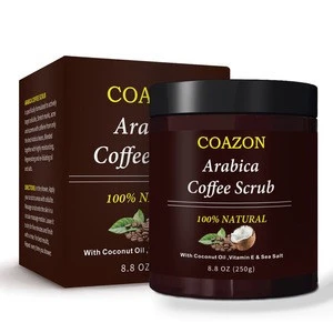 Natural Arabica Coffee Scrub with Coconut oil/Sea Salt Intensely Moisturizing and Invigorating Face and Body Sugar Scrub 250g