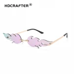 New 2021 Fashion Rimless flame sunglasse Women Rimless Wave Sun Glasses For Men Eyewear Luxury Trending Narrow Sunglasses Ladies