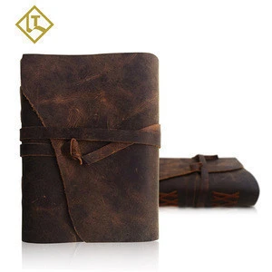 New arrival amazon handmade traveler vintage genuine leather personalized refillable diary printing journal custom notebook