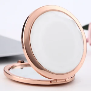 New Arrival Push button silver / rose gold / gold color compact mirror sublimation pocket mirror