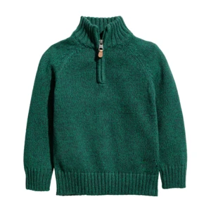 New design children clothes green kid pullover tall neck boy sweater