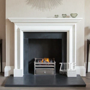 New Design Decorative white natural stone marble fireplace
