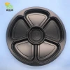 New design round plastic food tray 6 compartment with lid YST-0002