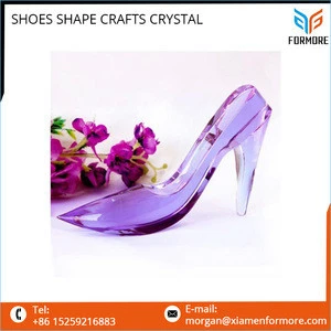 New Designed Perfect Shape Crystal Clear Shoes Glass Craft
