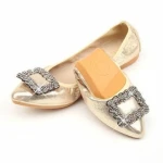 New Flat Shoes Women Ballet Flats Pointed Toe Crystal Low Cut Breathable Soft Bottom Ladies Shoes High Quality