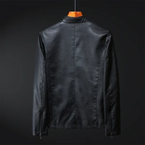 New foreign trade mens motorcycle leather jacket mens plus soft hooded PU leather jacket