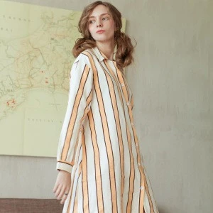 New product sexy nightshirt for women stripe home shirt long sleeve nightgown
