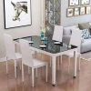 New Promotion Tempered Glass Hideaway Dining Table and Chairs set for Dining Room with 4 Chairs