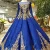 Import New Royal blue  Vintage Long Sleeves Wedding Dress Gold Lace Embroidery Appliqures Bride wedding Bride from China