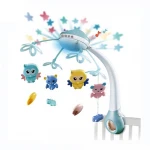 Nursery decor baby crib hanging toy remote control musical mobile with projector