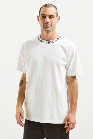 OEM custom jacquard ribbing neck mens top quality t shirt custom neck shirts