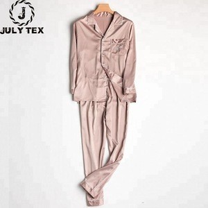 OEM service cheap customized high quality women or mans sleepwear long sleeve casual silk satin pajamas women