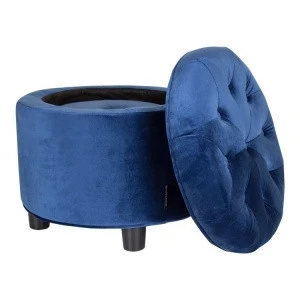 OEM/ODM Custom  2020 New Style 2 in 1 design round velvet storage tufted  stool pouf ottoman