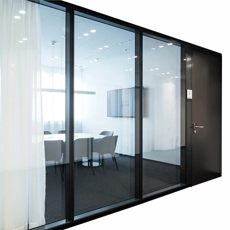 Office aluminum glass partition wall framed glass partition vertical framing partition profile