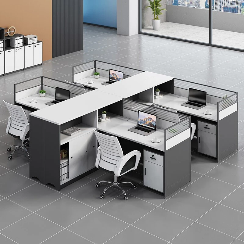 Office workstation with partition Modern office workstation aluminum frame glass cubicles