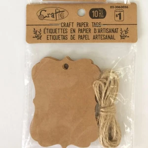 paper craft brown paper hung tag. gift card bookmark cake label