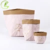 Pink washable Kraft paper bag for storage household bag plant / food / toy