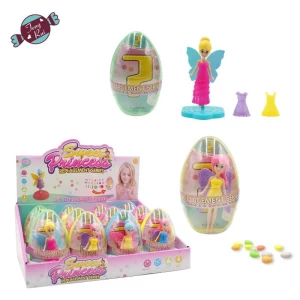 Plastic colorful surprise eggs toy filled with Capsule pretty princess 3.5inch dolls candy toy