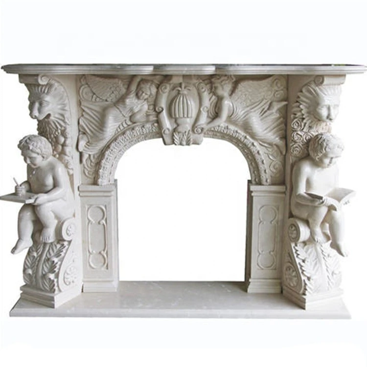 Popular Free Standing Marble Statue Fireplace