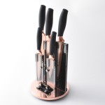 Popular OEM Kitchen Knife Set With Holder Knife Set Rose Gold 6pcs Knife Set With Stand