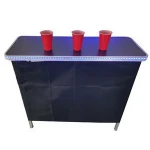 Portable Folding Party Bar w/ LED Lights (Black & Green Bar Skirts) - Single Set