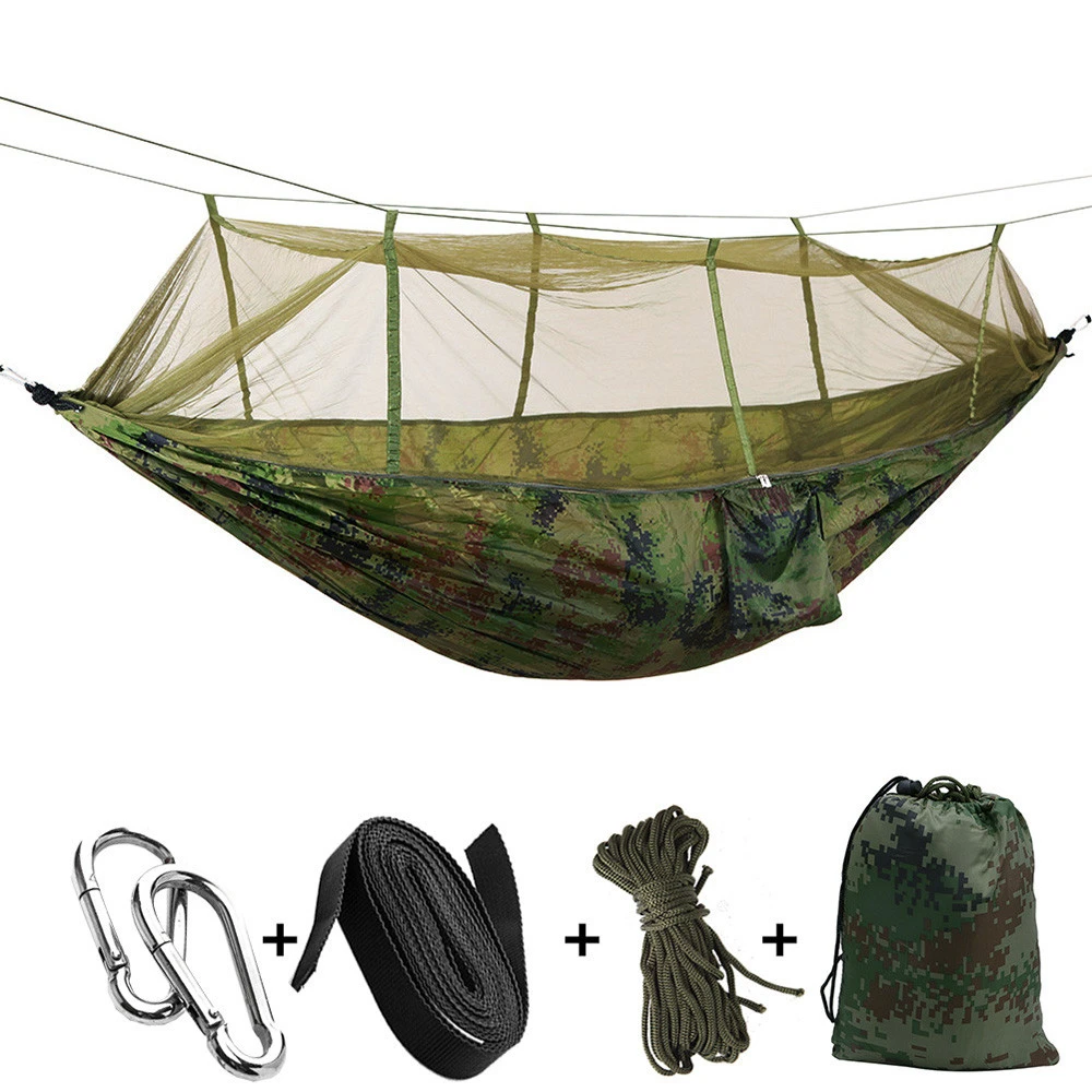 Portable Parachute Fabric Jungle Hammock with mosquito net camping hammock for Travel Camping Outdoor